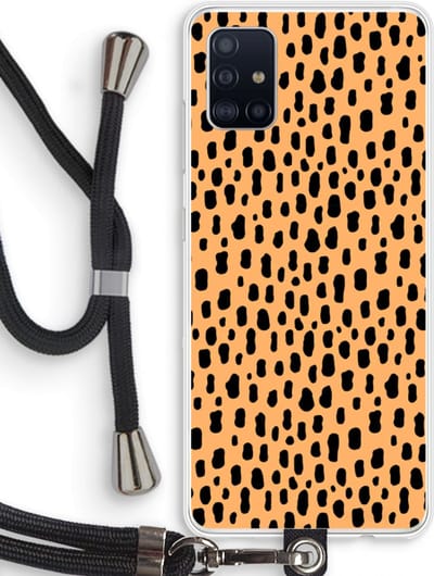 Case Company® - Hoesje met koord geschikt voor Samsung Galaxy A51 4G hoesje met Koord - Panter - Telefoonhoesje met Zwart Koord - Bescherming aan alle Kanten en Over de Schermrand