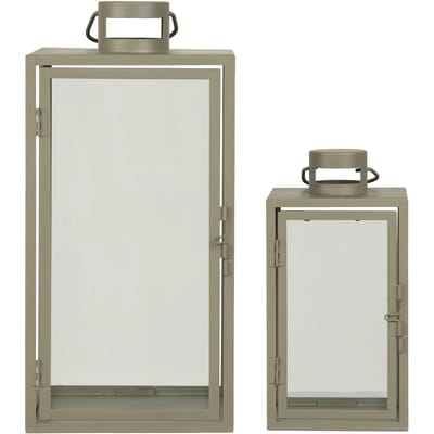 Lantaarns met metalen en glazen handvatten House Nordic Corfu (x2)