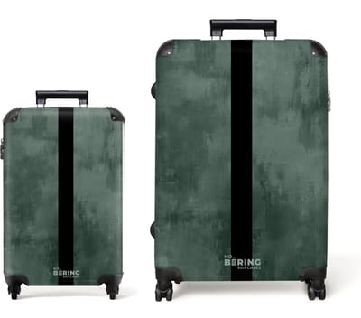 NoBoringSuitcases.com® - Kofferset 2 delig - Koffer lichtgewicht - Groene marmer met streep - Reiskoffer set met 4 wielen - Handbagage trolley - Middelgrote rolkoffer - Ruimbagage koffer - Koffers met TSA slot