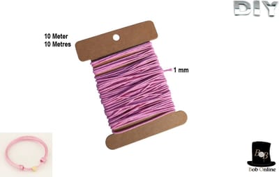Bob Online™ - 10 Meter – Roze - 1 mm Katoenen Waxkoord – Roze Waxkoord – Sieraden Roze Waxkoord – Sieraden Waxkoord – 1mm Pink Cotton Wax Cord – Sieraden maken van Waxkoord – Roze Gewaxt Koord