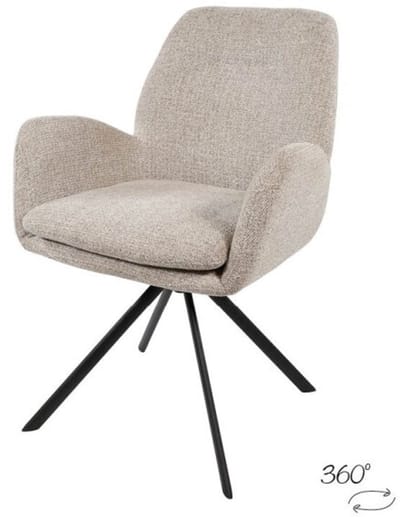 Charles armstoel - draaipoot 360 - Milan Nature 01 - eetkamerstoelen set van 2