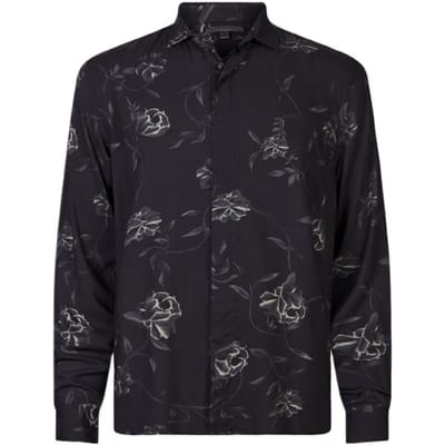 John Varvatos Rodney Ls Sport Shirt Concealed Placket Steel Grey Size: M | Casual Shirts Outlet | Heren | Zwart
