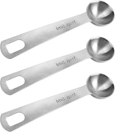 EGoods - Maatlepels Set van 3, Roestvrijstalen Tafellepels (5 ml) met Ophanggat - Nauwkeurige Weegschaal - Keukengadgets voor Koken, Bakken, Koffie, Thee, Kruiden.