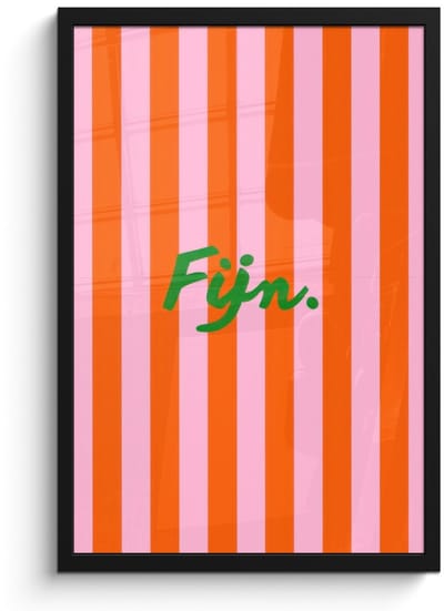 Poster in lijst - Fotolijst 40x60 cm - Posters - Patroon - Oranje - Fijn - Strepen - Posterlijst zwart - Decoratie - Wanddecoratie woonkamer - Muurdecoratie slaapkamer