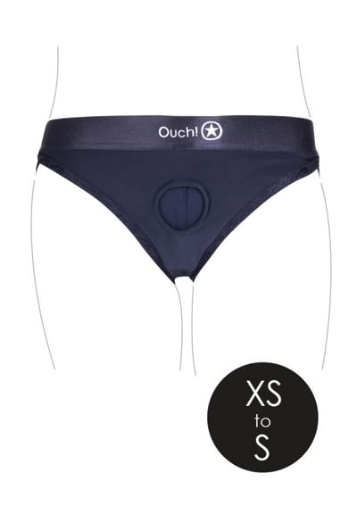 Shots - Ouch! OU828BLKXSS1 - Vibrating Strap-on Hipster - Black - XS/S