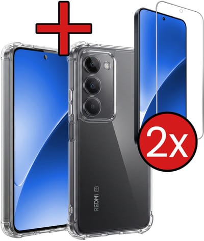 Hoesje - Met Screenprotector - 2 Stuks - Geschikt voor Xiaomi 15 - Sterk & Shockproof - Back Cover - Siliconen Case - Telefoon Hoes - Shock Proof - Telefoonhoes - Transparant