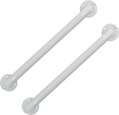 MSV Badkamer/douche wand/muur handgreep - 2x - rvs metaal - wit - 30 cm - Extra houvast beugel