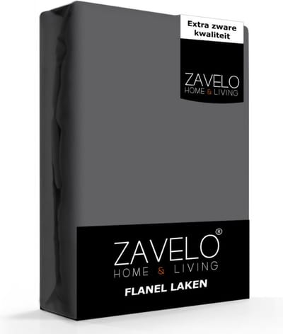 Zavelo Deluxe Flanel Laken Antraciet - Lits-jumeaux (240x260 cm) - 100% katoen - Extra Dik - Zware Kwaliteit - Hotelkwaliteit