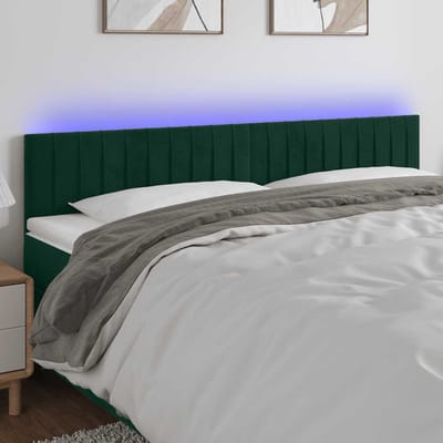 vidaXL - Hoofdbord - LED - 200x5x78/88 - cm - fluweel - donkergroen