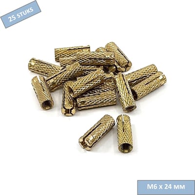 UFAST messing plug - M6 x 24 mm - Spreidplug - 25 stuks