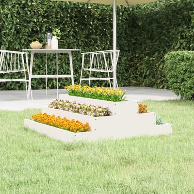 vidaXL - Plantenbak - 80x80x27 - cm - massief - grenenhout - wit