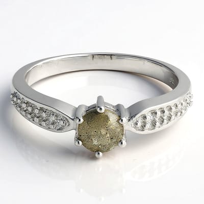 Cavill - 925 Sterling Zilveren Ring met Roemeense Spectroliet 0,36 Ct Rond Edelsteen - Elegante Damesring Maat 17