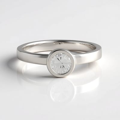 Cavill - Zilveren ring 925 Sterling met Platina coating - 0,63 ct Cambodjaanse ronde zirkoon - Minimalistisch geometrisch design - Elegante dames ring