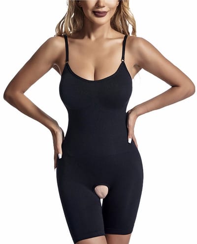 Somstyle Corrigerende Body - Maat L - Naadloos - Bodysuit met Open Kruis Dames - Corrigerend Ondergoed Vrouwen - Zwart