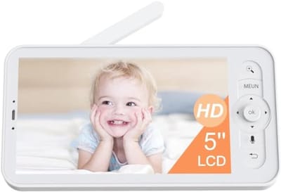 Baby Monitor - Baby Camera - Kinderen in de gaten - Nachtzicht in kleur - 5 inch scherm - Wit