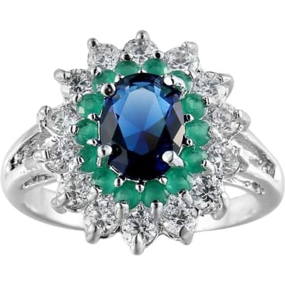 Klassieke Vierkante Blauwe Diamant Verloving Trouw Liefde Ring Maat 6 -11 10