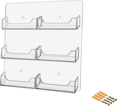 Visitekaartenhouder - Wandhouder - Kantoor Organisatie - Zes Vakken - 20 x 25 cm - Transparant