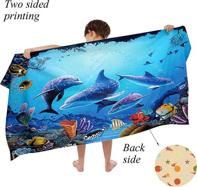 Ulticool Microvezel Handdoek - Dolfijnen Aquarium - Badhanddoek - Strandlaken - Sneldrogend Badlaken - 140 x 70 cm - voor Reizen Fitness Gym Sport Spa Yoga – Lichtgewicht Microvezel Reishanddoek - Microfiber - Kinderen Jongens