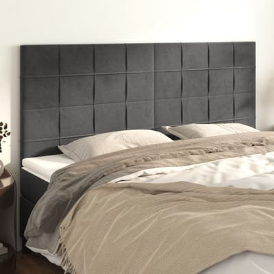 vidaXL - Hoofdbord - donkergrijs - 180x5x118/128 - cm - fluweel