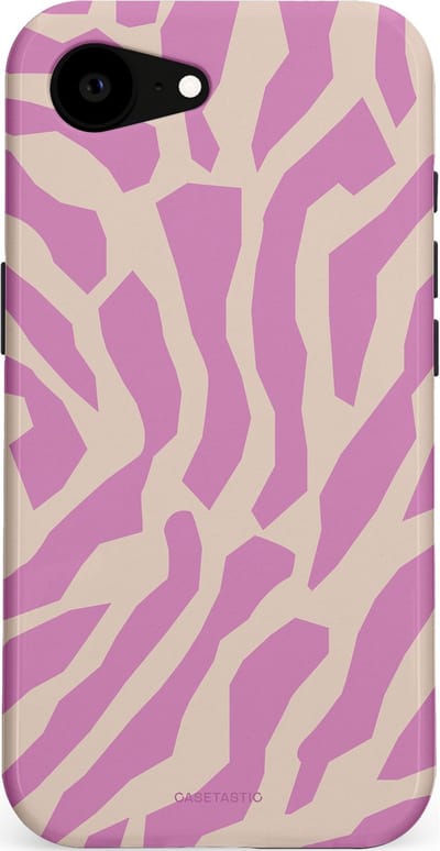 Casetastic hoesje geschikt voor Apple iPhone 16e / Apple iPhone 17e - MagSafe - Dubbellaagse bescherming - Zebra Roze Magenta Flow - Fashion Case - Lila Zand