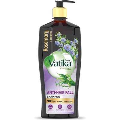 Shampooing Dabur Vatika Romarin & Algues 640 ml | Formule Anti-Chute, Fortifiante, Nourrissante Pour des Cheveux Plus Épais et Plus Volumineux, Sans Sulfates Ni Parabènes black