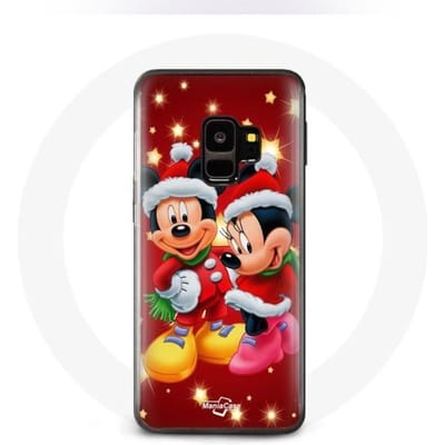 Coque pour Samsung Galaxy S9 Mickey Mouse et Minnie Mouse le jour de Noël