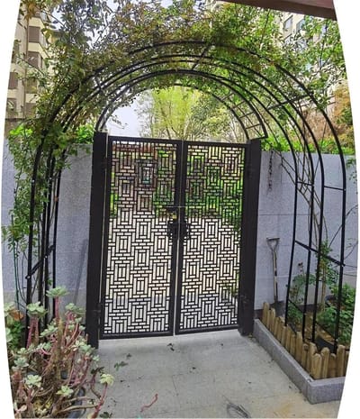 Rozenboog Metaal - Tuinboog Klimplanten - Decoratie Terras - Roestvrij Staal - 200 x 230 cm - Zwart