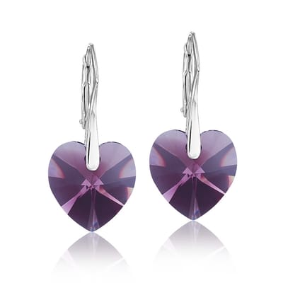 Montebello Oorbellen Noor HZ24 - Swarovski Hart - 925 Zilver Gerhod. - Ø14mm - 30mm