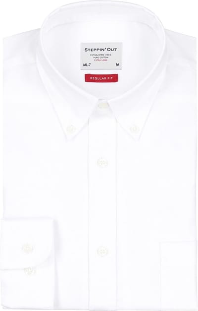 Steppin' Out Extra Long Sleeves Overhemd Twill Wit - Maat M - Heren