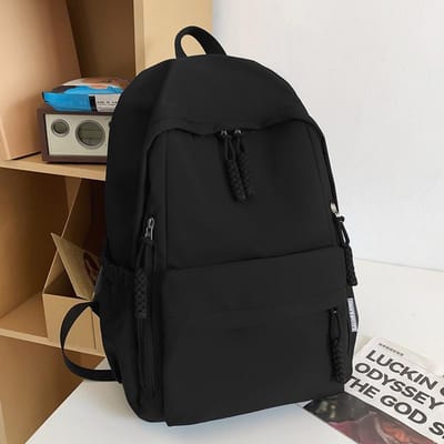 Schooltas Kinderen Basisschool Meisjes Middelbare School Studenten Middelbare School Eenvoudige Effen Kleur College Student Rugzak black