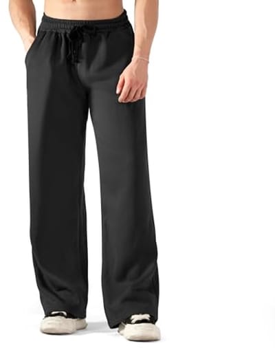 Heren Sweaterbroeken Winter Warm Dikke Fleece Brede Pijpen Casual Joggers met Zakken