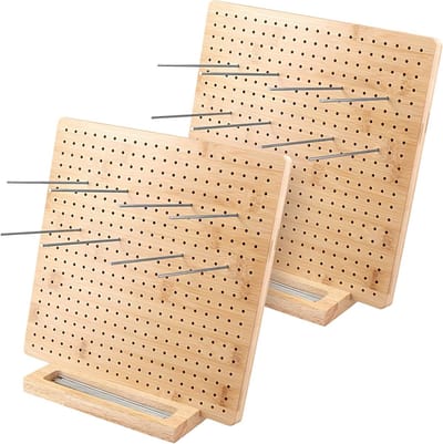Set van 2 vierkante blokkeerplanken van 25 x 25 cm met 30 pennen, ideaal voor haken, breien en creatief handwerk