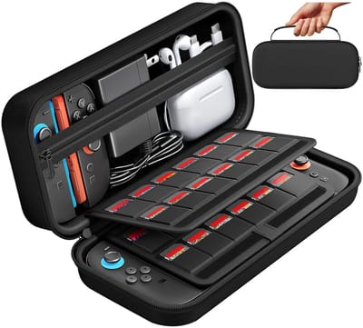 Hoesje Geschikt voor Nintendo Switch 2 - Beschermhoes Game Card Organizer - Travel Case - Extra Opbergruimte 24 Gamecards, SD Kaarten, Oplader, Joy Cons - Waterbestendig - Opberghoes Zwart