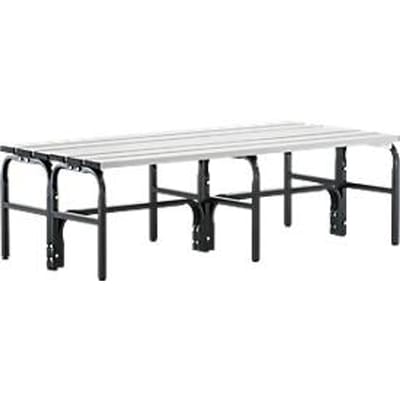 Kleedkamerbank, stalen buis/aluminium, dubbel, 1500 mm lang, antraciet