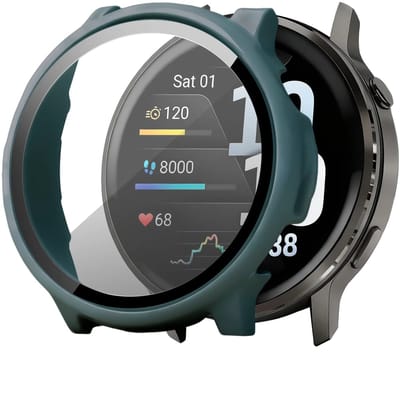 Bandz PC Cover met Glas (Groen) – slank, schokbestendig beschermhoesje voor heldere schermveiligheid – geschikt voor Garmin Venu 4 (45mm)