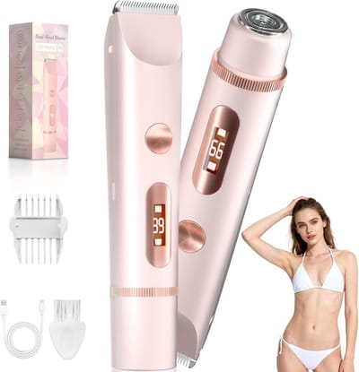 Ladyshave - 2-in-1 Bikini Trimmer - Dames Scheerapparaat met LED -verlichting - IPX7 Waterdicht -Inclusief een digitaal display - USB-C Opladen - Draadloos - Compact en Waterdicht - roze