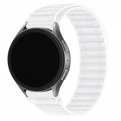 Nylon bandje - geschikt voor Garmin Venu (2 Plus) / Venu SQ (2) / Vivomove (Style - Sport) / Vivoactive 3 / 5 / 6 / Forerunner 55 / 165 / 245 / 645 / 570 - 42mm - wit