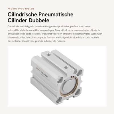 Dailygoods- Cilinderventiel Compact - Dubbele Actie - Aluminium - Professioneel - Hoogwaardige Kwaliteit - Industriële Toepassing - Pneumatische Cilinder