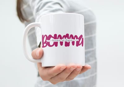 Hip met Pit Creaties - Mok "Bomma" Gepersonaliseerd met Namen Kleinkinderen - 300ml Koffiemok - Vaatwasbestendig - Verjaardag Moederdag - Namen via Mail