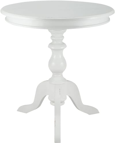 CLP Wiva Bijzettafel - rond - hout - 70cm diameter - voor woonkamer en eetkamer - Mindihout met tafelblad - antiek/wit