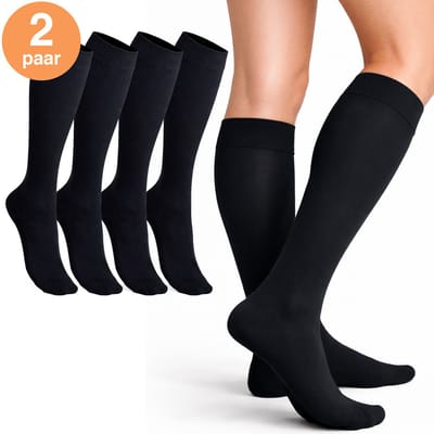 Alyze Compressie kousen - 2 paar - maat 43-46 - Steunkousen - Compressie sokken voor Hardlopen, Wandelen, Vliegtuig - Zwart