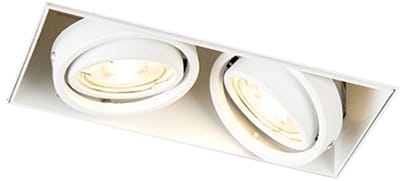 QAZQA oneon trimless 50 - Moderne Grote inbouwspot - 2 lichts - L 190 mm - Wit - Woonkamer | Slaapkamer | Keuken