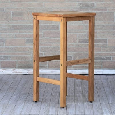 Houten Barkruk voor Buiten en Bar, Natuurlijke Teaklook