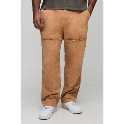 Plus Bleach Wash Losse Pasvorm Carpenter Broeken | Tan | Size 42