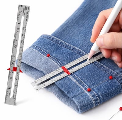 Naaimeter 15 cm – Metalen Sliding Sewing Gauge – Meetlat voor Naaien, Quilting & Zoom Afmeten – 5-in-1 Naaigauge Meetinstrument
