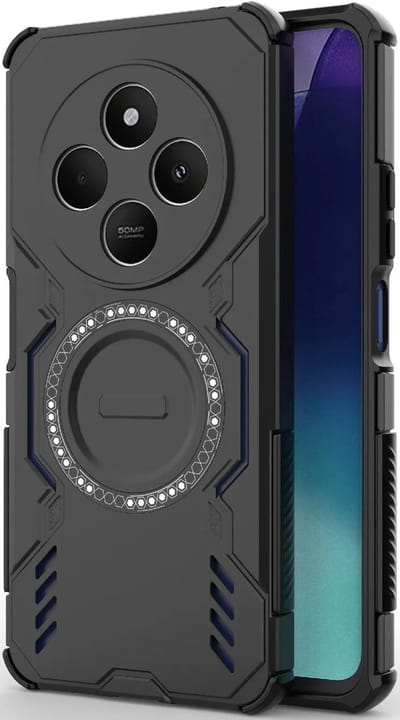 Hoesje geschikt voor Xiaomi Redmi 14C / Xiaomi Poco C75 - Phonesta Shield Armor Back Cover - Geschikt voor MagSafe - Zwart