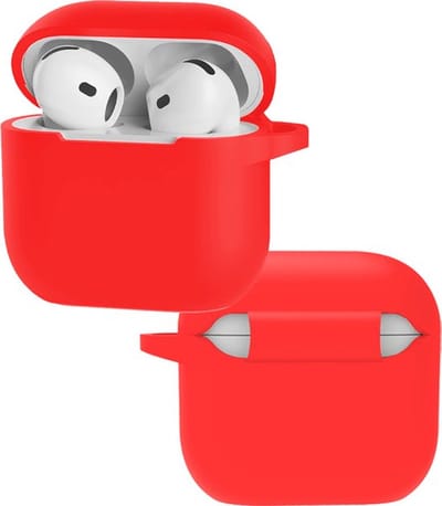 Hoesje geschikt voor Apple AirPods 4 - Siliconen case - AirPods cover - Protective case - Beschermhoes - Hoes voor oortjes - Softcase - Oplaadcase bescherming - Krasbestendig - 1 stuk - Rood - Jonyx