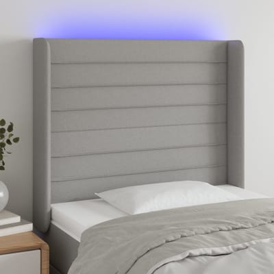 vidaXL - Hoofdbord - LED - 83x16x118/128 - cm - stof - lichtgrijs