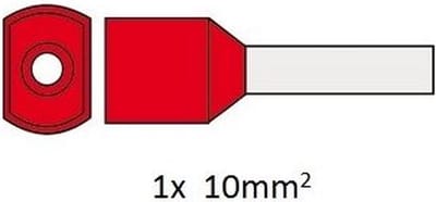 Dubbele Adereindhuls geisoleerd rood 10mm2 per stuk