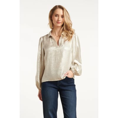 Smashed Lemon Damesglanzende top met trendy losvallende p... |